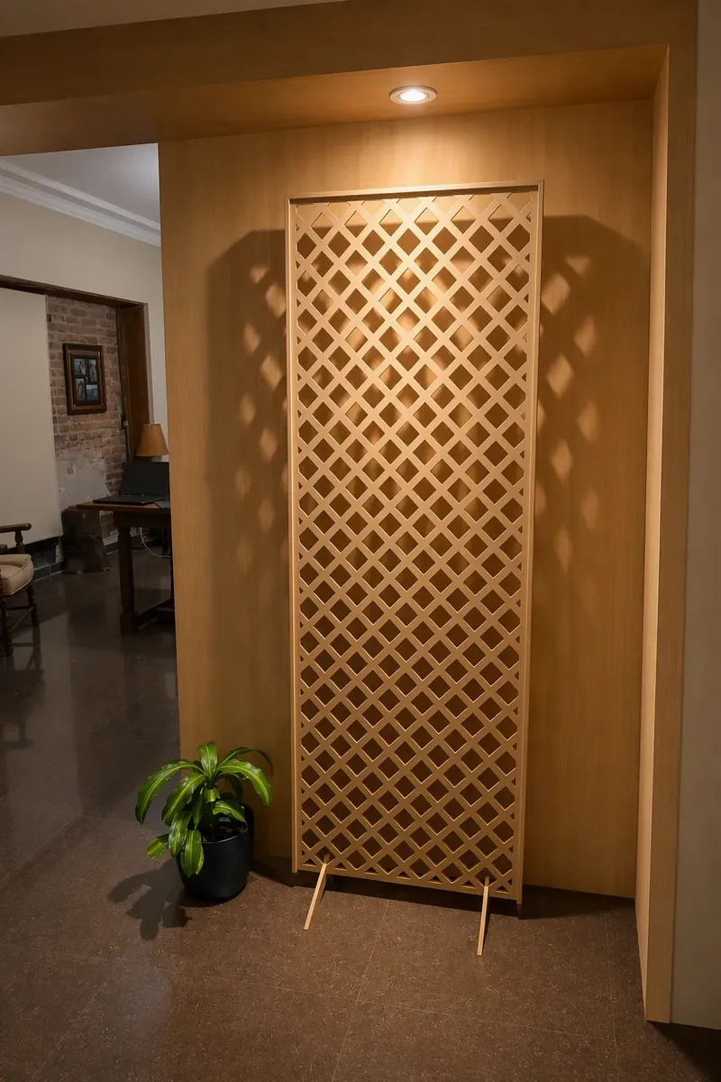 Panel de celosia con trama de rombos
